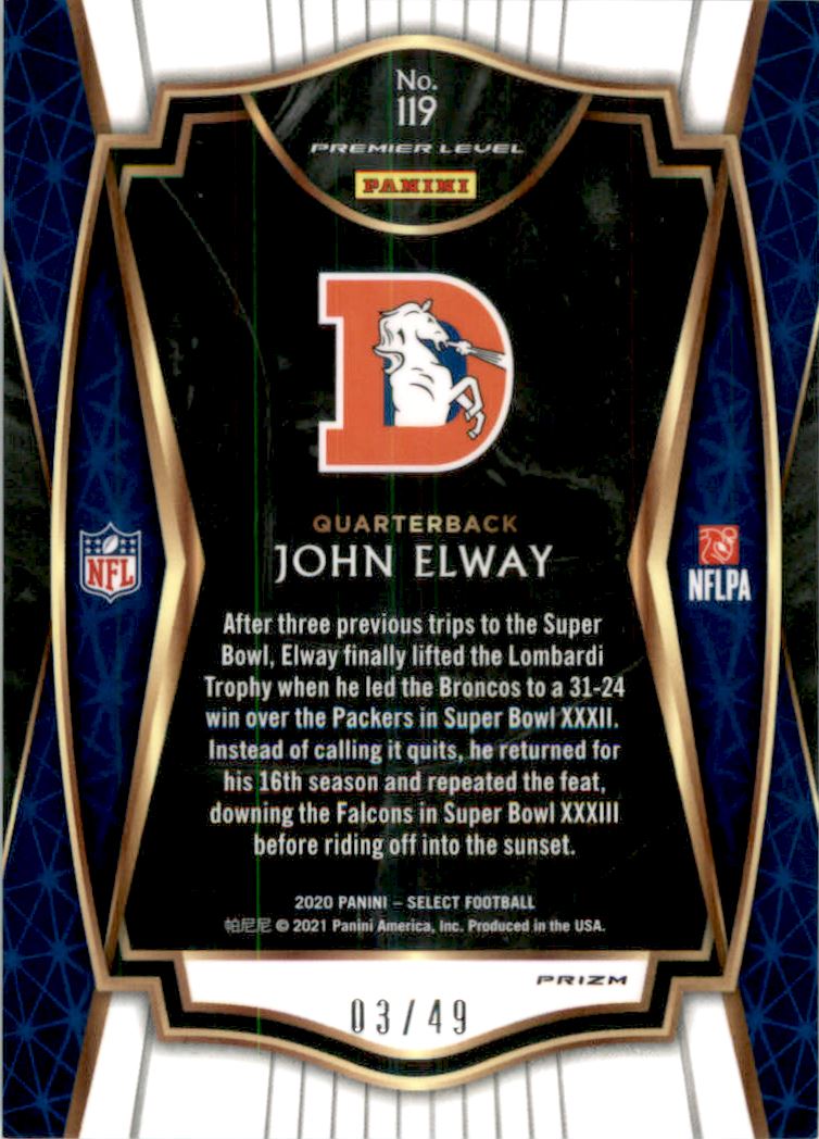 2020 Select Prizm Neon Green #119 John Elway