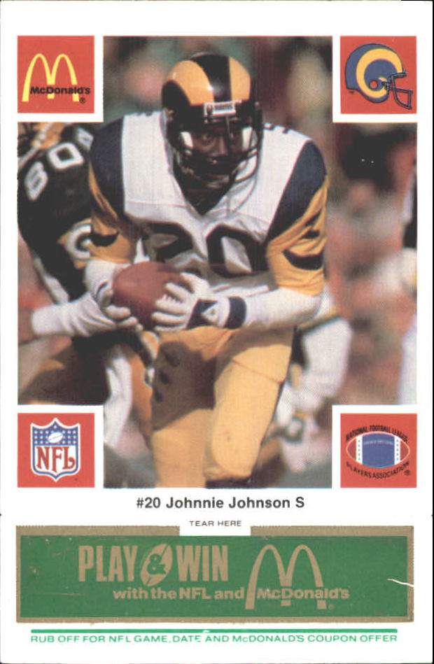 1986 McDonald's Rams Green Tab #20 Johnnie Johnson
