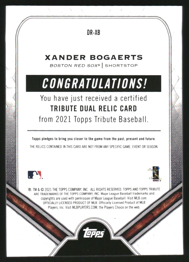 2021 Topps Tribute Dual Relics Green #DRXB Xander Bogaerts