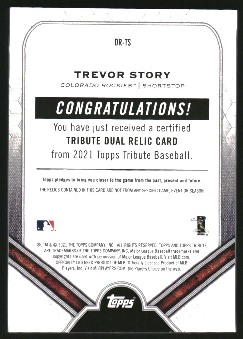 2021 Topps Tribute Dual Relics Orange #DRTS Trevor Story