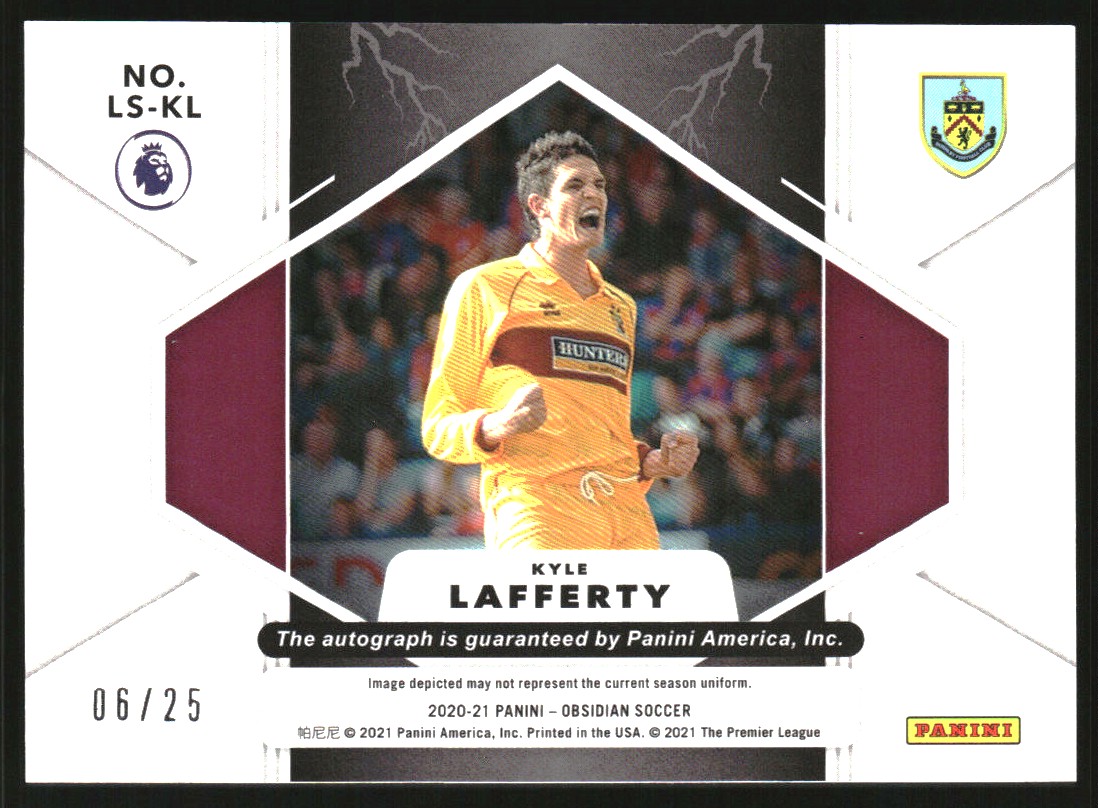 2020-21 Panini Obsidian Lightning Strike Autographs Electric Etch Green #6 Kyle Lafferty/25