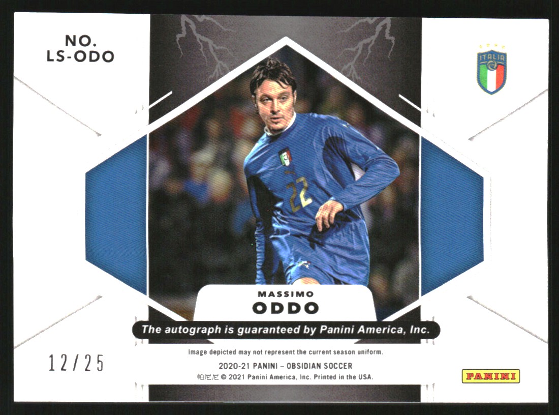 2020-21 Panini Obsidian Lightning Strike Autographs Electric Etch Green #34 Massimo Oddo/25
