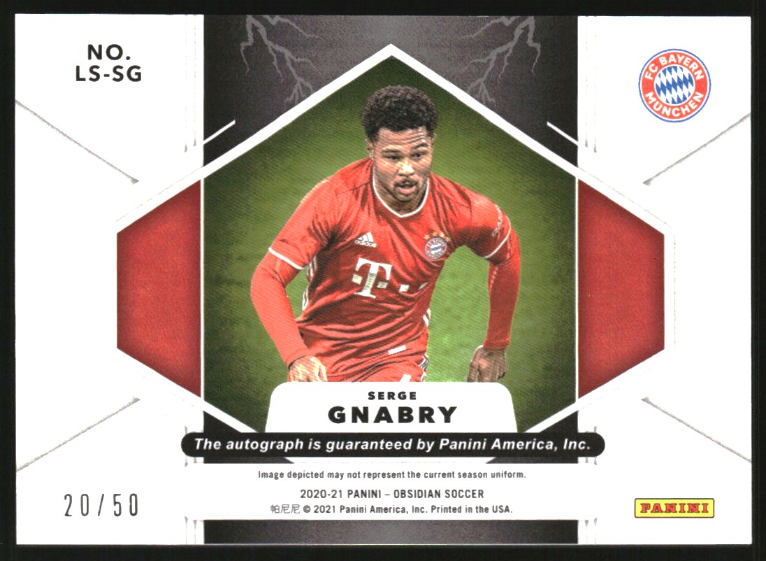 2020-21 Panini Obsidian Lightning Strike Autographs Electric Etch Orange #5 Serge Gnabry/50