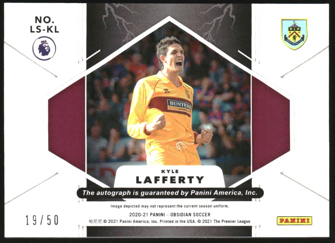 2020-21 Panini Obsidian Lightning Strike Autographs Electric Etch Orange #6 Kyle Lafferty/50