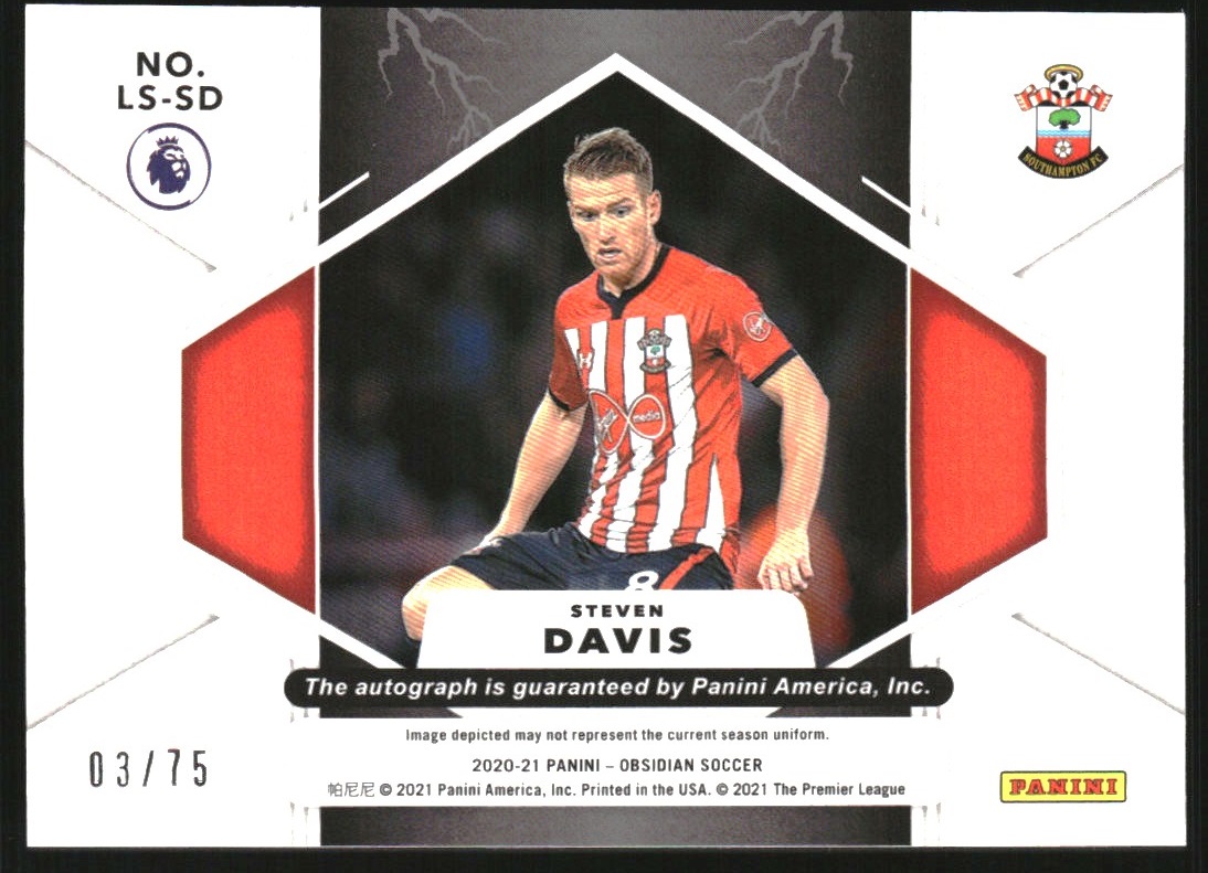 2020-21 Panini Obsidian Lightning Strike Autographs Electric Etch Purple #28 Steven Davis/75