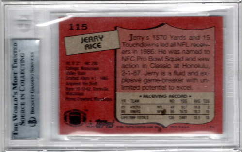 1987 Topps #115 Jerry Rice AP back image