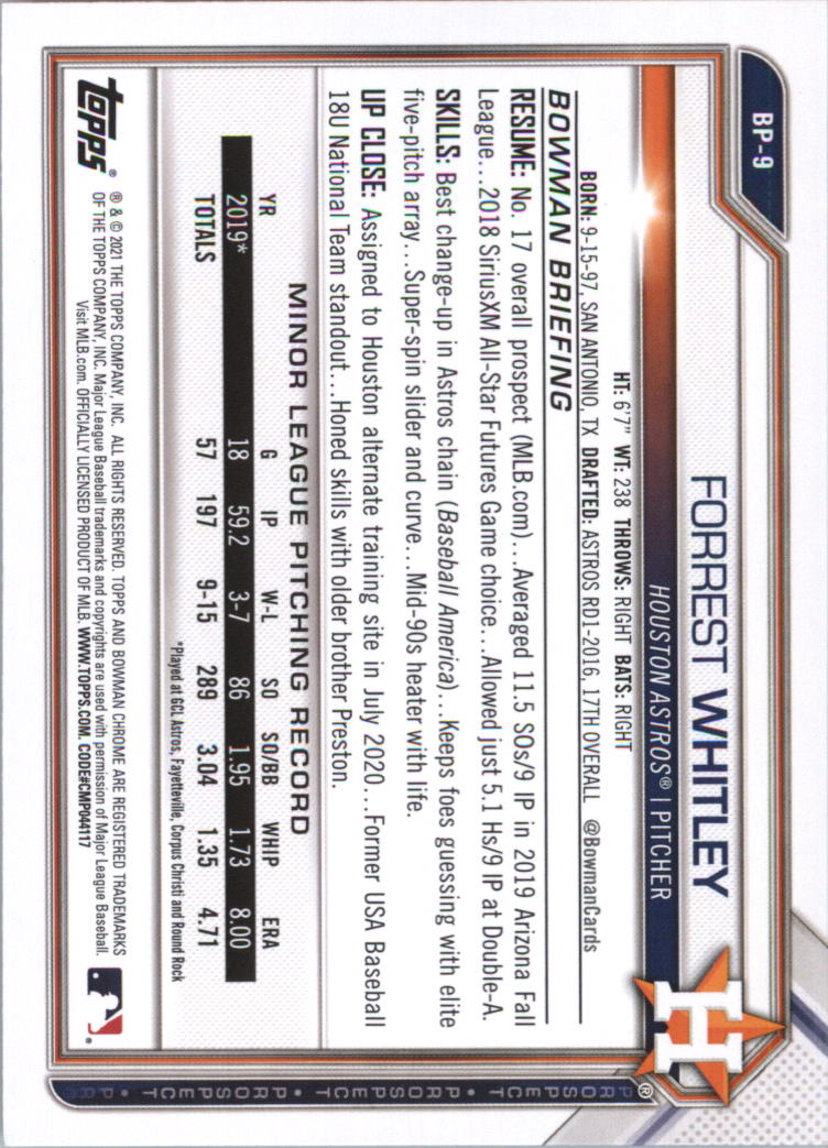 2021 Bowman Prospects Baseball Card Pick (Base) - Bild 19 von 299