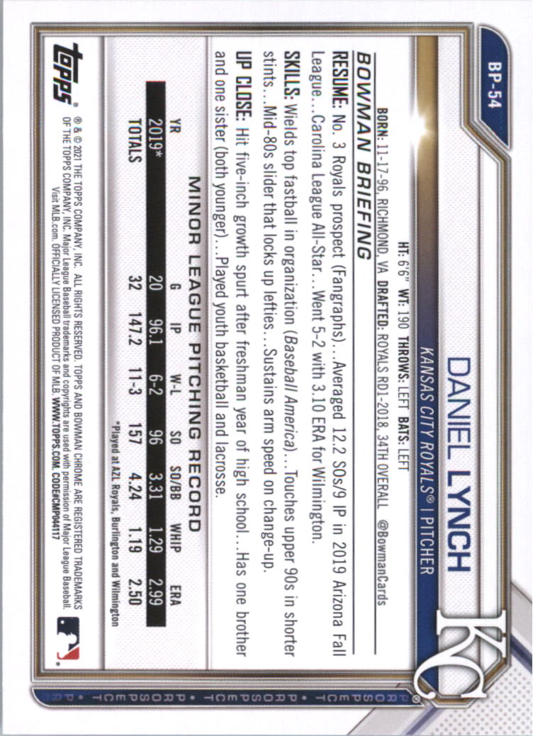 2021 Bowman Prospects Baseball Card Pick (Base) - Bild 109 von 299