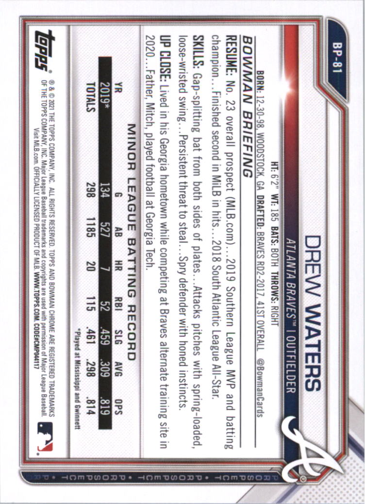 2021 Bowman Prospects Baseball Card Pick (Base) - Bild 163 von 299