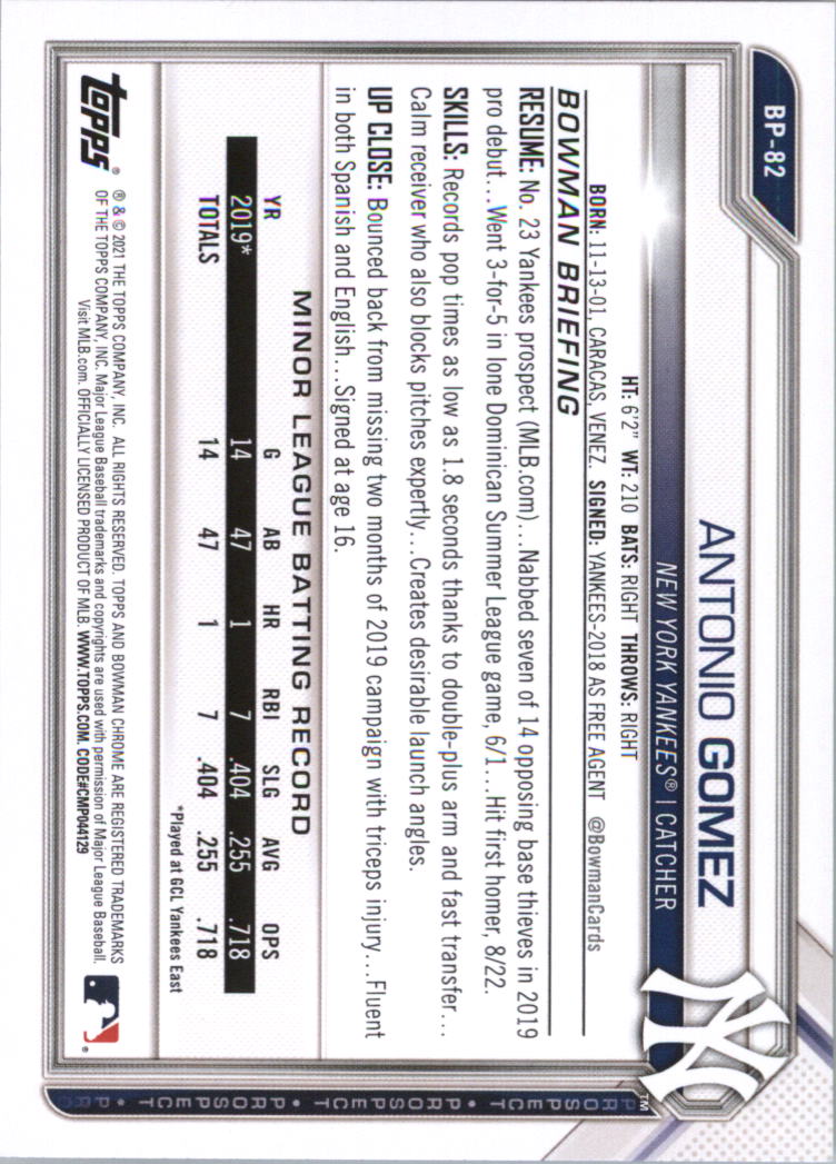2021 Bowman Prospects Baseball Card Pick (Base) - Bild 165 von 299