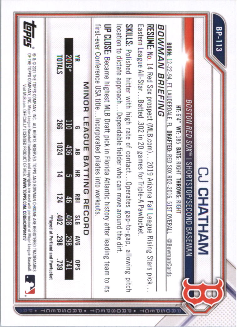 2021 Bowman Prospects Baseball Card Pick (Base) - Bild 227 von 299