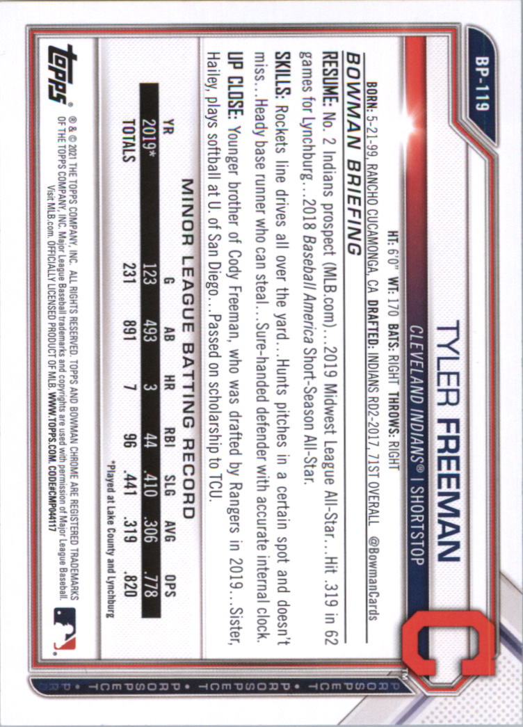 2021 Bowman Prospects Baseball Card Pick (Base) - Bild 239 von 299