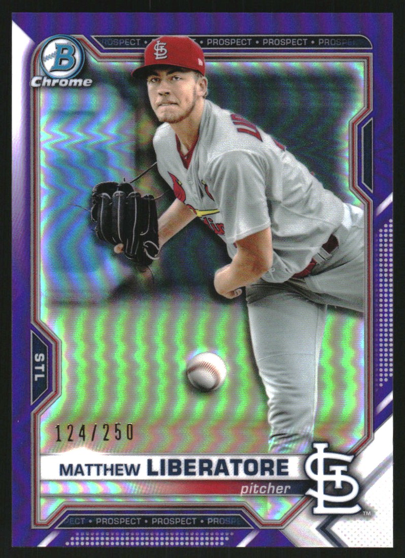 2021 Bowman Chrome Prospects Purple Refractors #BCP29 Matthew Liberatore