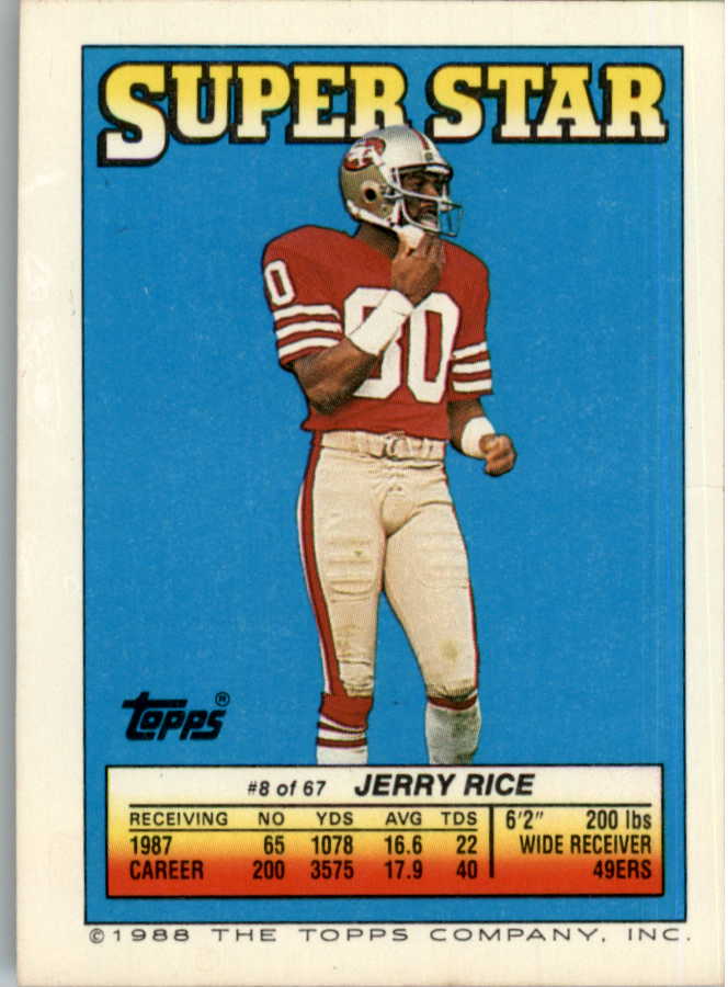 1988 Topps 1000 Yard Club #4 Jerry Rice 49'ers