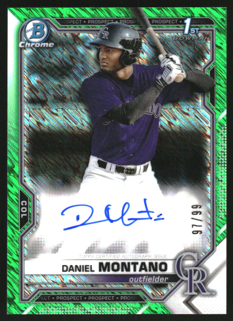 2021 Bowman Chrome Prospect Autographs Green Shimmer Refractors #CPADM Daniel Montano