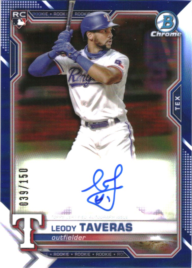 2021 Bowman Chrome Rookie Autographs Blue Refractors #CRALT Leody Taveras