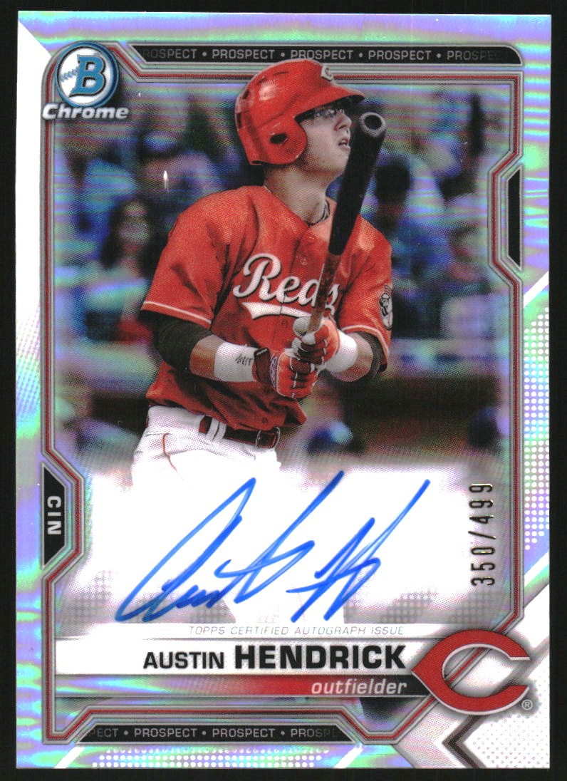 2021 Bowman Chrome Prospect Autographs Refractors #CPAAH Austin Hendrick