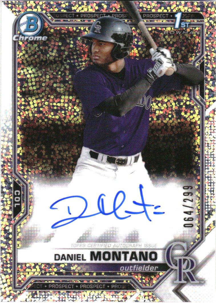 2021 Bowman Chrome Prospect Autographs Speckle Refractors #CPADM Daniel Montano