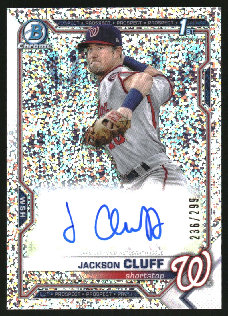 2021 Bowman Chrome Prospect Autographs Speckle Refractors #CPAJCL Jackson Cluff