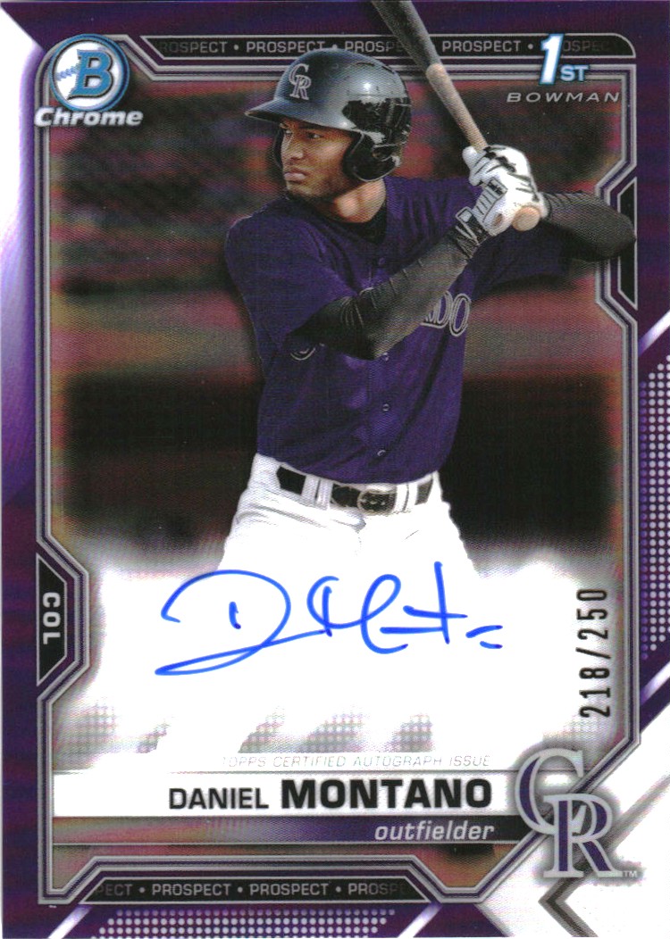 2021 Bowman Chrome Prospect Autographs Purple Refractors #CPADM Daniel Montano