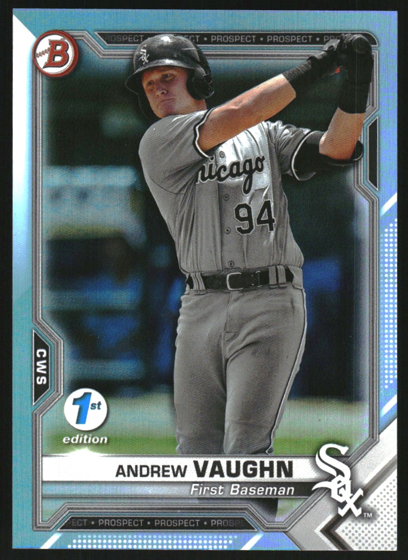 2021 Bowman 1st Edition Sky Blue Foil #BFE88 Andrew Vaughn