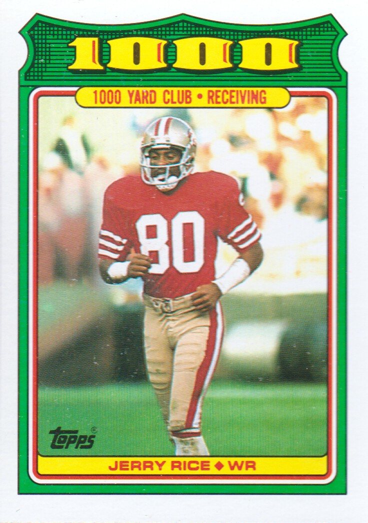 1990 Topps 1000 Yard Club #1 Jerry Rice Hof Disclaimer Back Psa