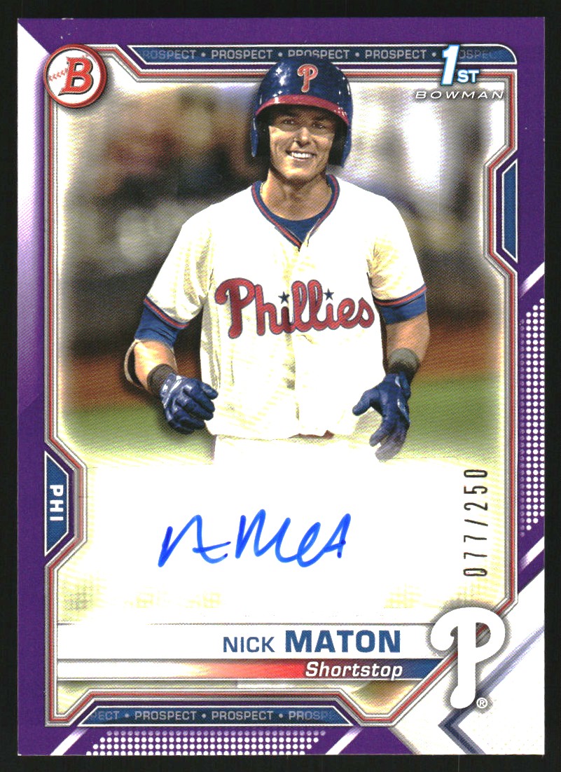 2021 Bowman Prospect Autographs Purple #PAPRNM Nick Maton