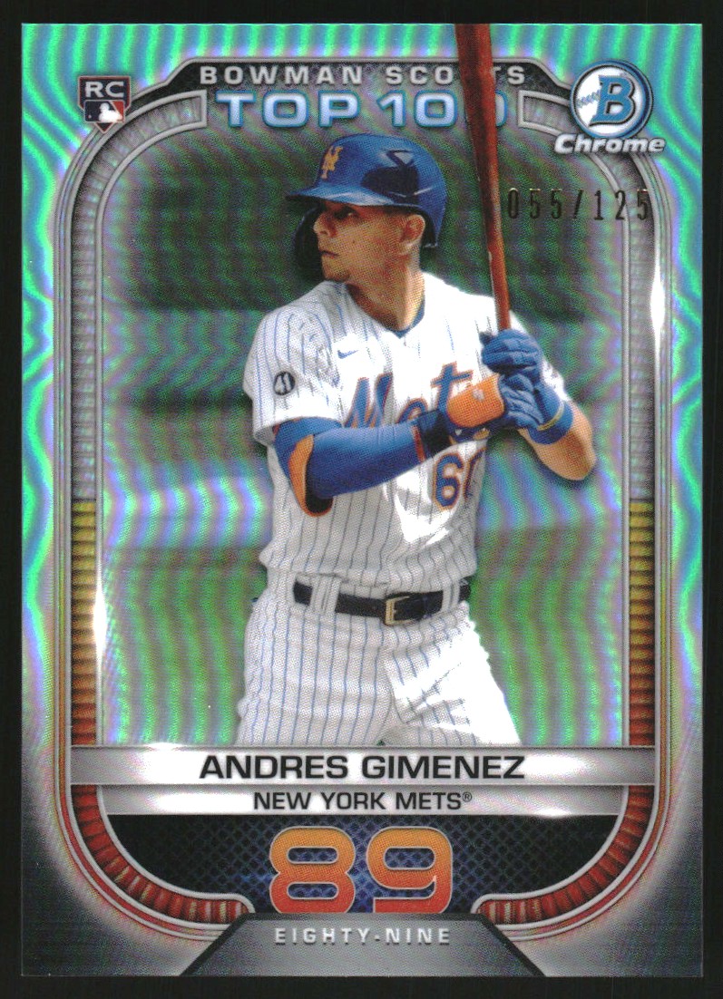 2021 Bowman Chrome Scouts Top 100 Aqua Refractors #BTP89 Andres Gimenez