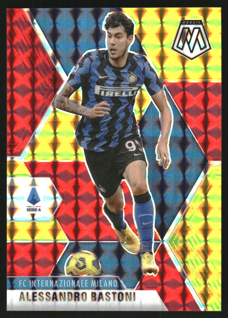 2020-21 Panini Mosaic Serie A Mosaic Choice Red Gold #45 Alessandro Bastoni /88