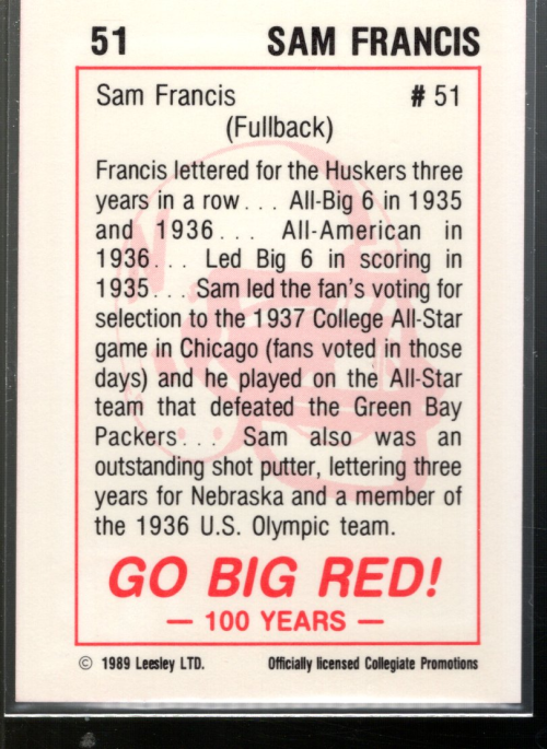 Tarjeta de fútbol americano B5703- 1989 Nebraska 100 #s 1-100 -Tú eliges- 15+ ENVÍO GRATUITO A EE. UU. - Imagen 7 de 15
