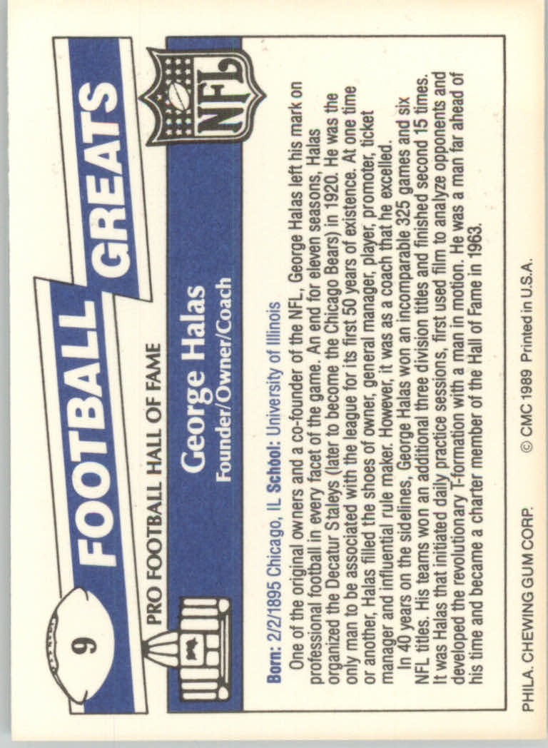 1989 Swell Greats (HOF) Football "Main Set" Base Cards - Bild 19 von 287