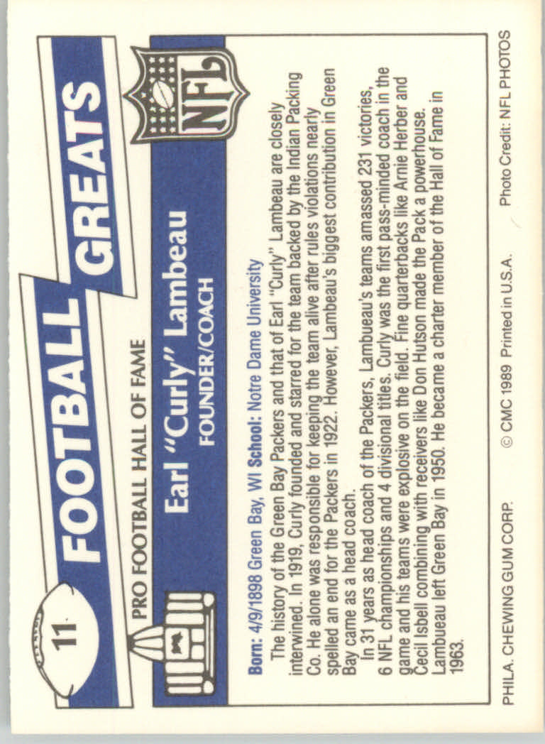 1989 Swell Greats (HOF) Football "Main Set" Base Cards - Bild 23 von 287