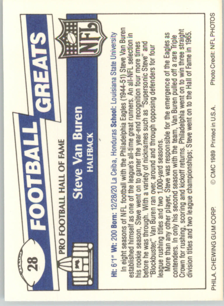 1989 Swell Greats (HOF) Football "Main Set" Base Cards - Bild 57 von 287