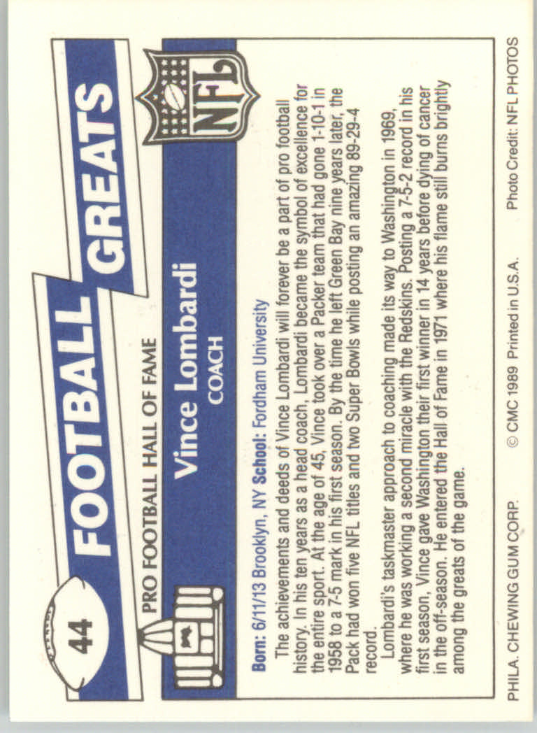 1989 Swell Greats (HOF) Football "Main Set" Base Cards - Bild 89 von 287