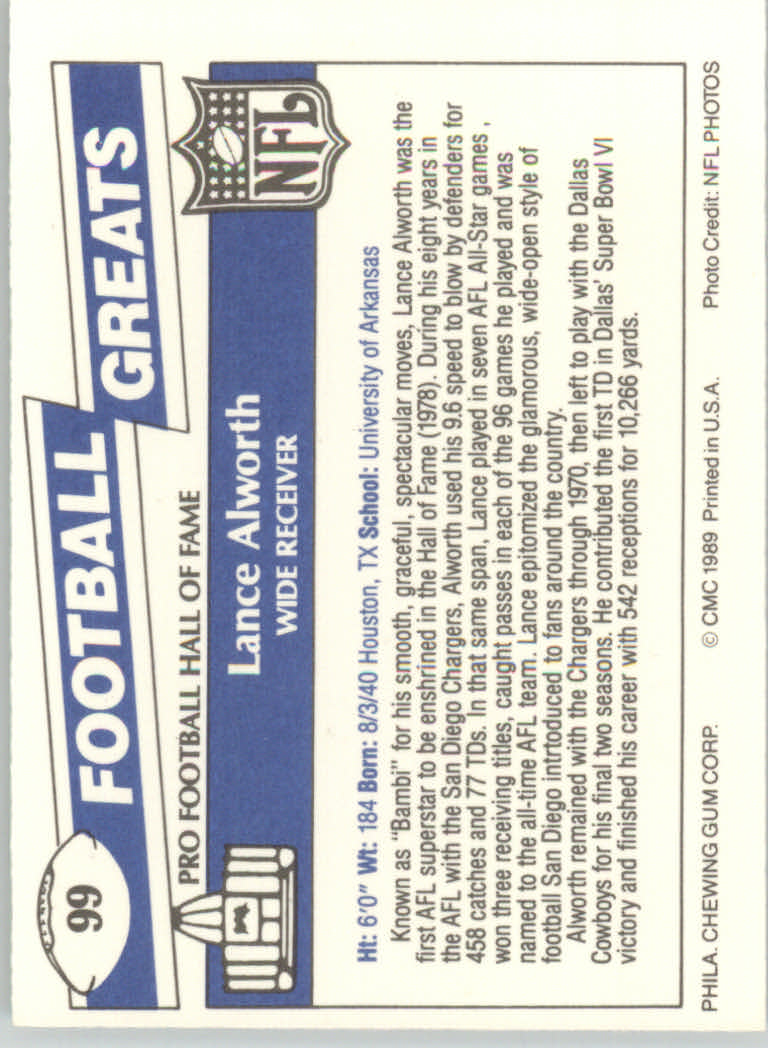 1989 Swell Greats (HOF) Football "Main Set" Base Cards - Bild 189 von 287