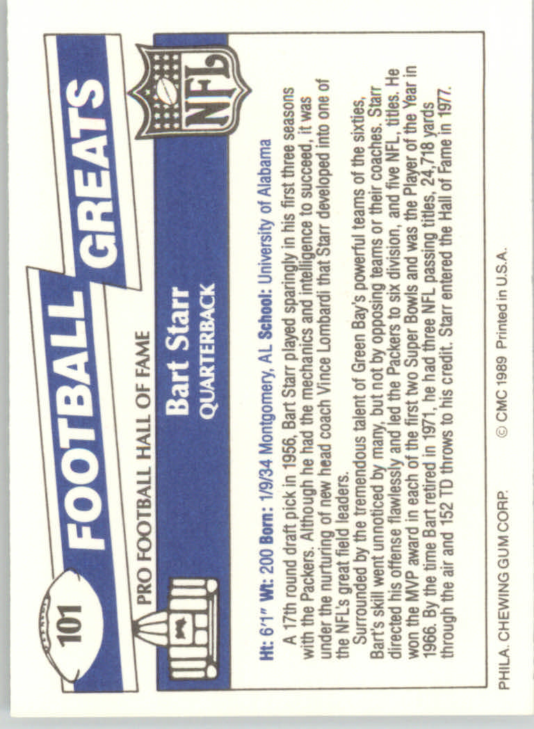 1989 Swell Greats (HOF) Football "Main Set" Base Cards - Bild 191 von 287