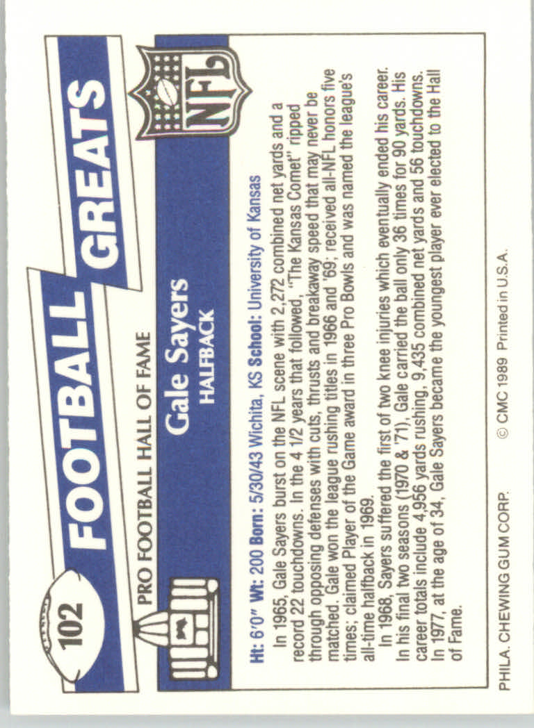 1989 Swell Greats (HOF) Football "Main Set" Base Cards - Bild 193 von 287