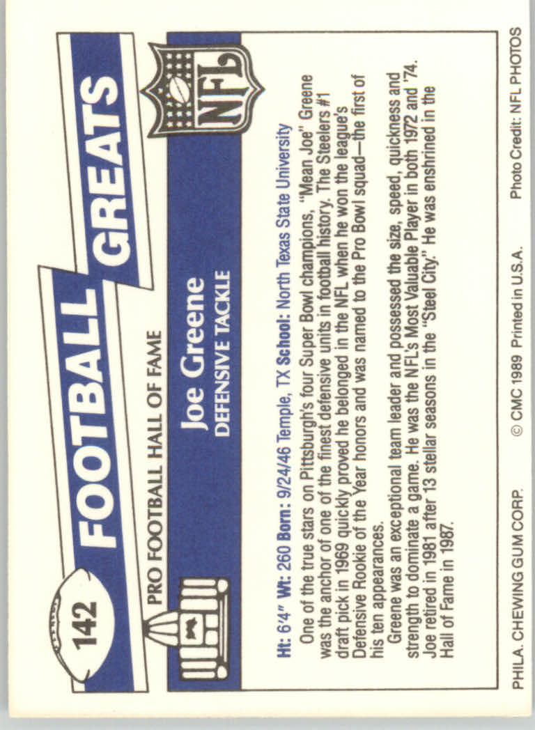 1989 Swell Greats (HOF) Football "Main Set" Base Cards - Bild 273 von 287