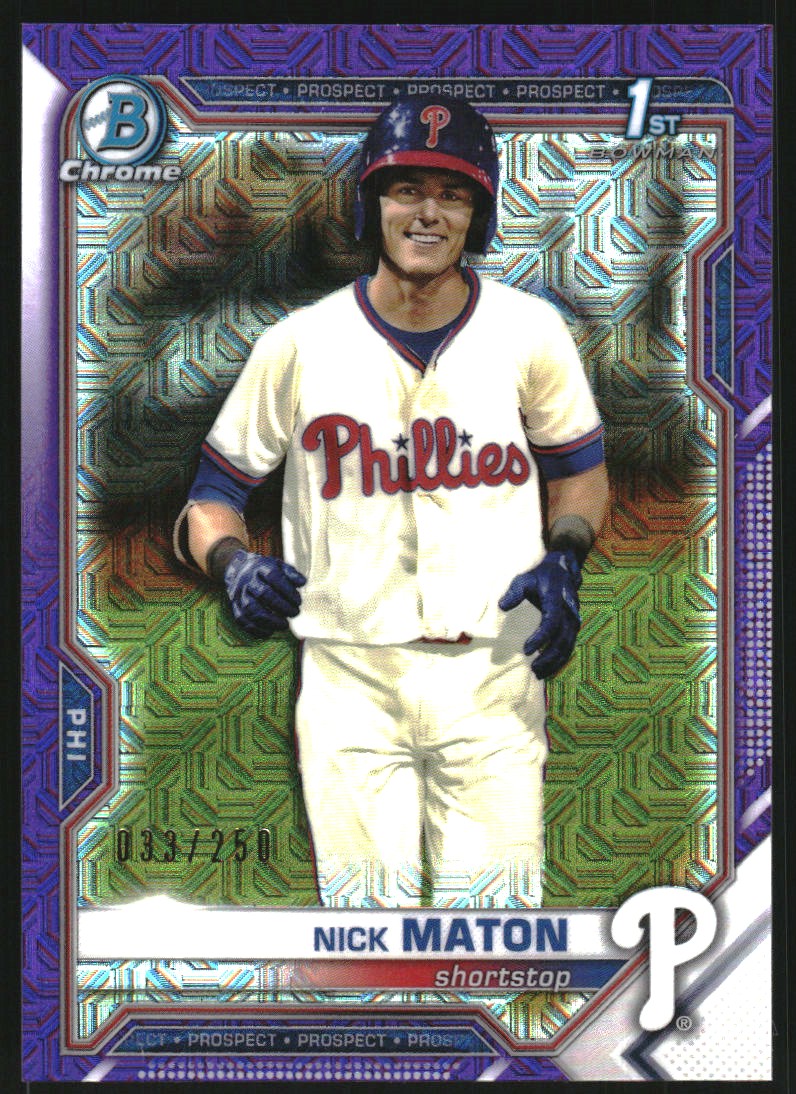 2021 Bowman Chrome Mega Box Prospects Purple Refractors #BCP5 Nick Maton