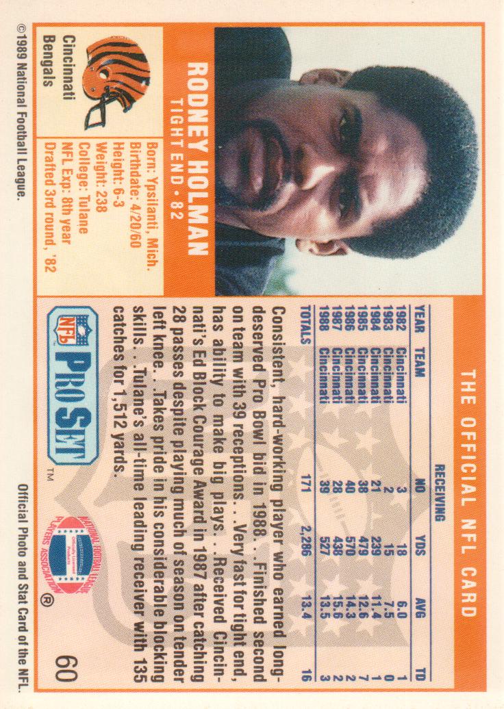 1989 Topps #32 Rodney Holman RC/(Cincinnati Bengals on/card front is  subject to/various printing errors) - NM-MT