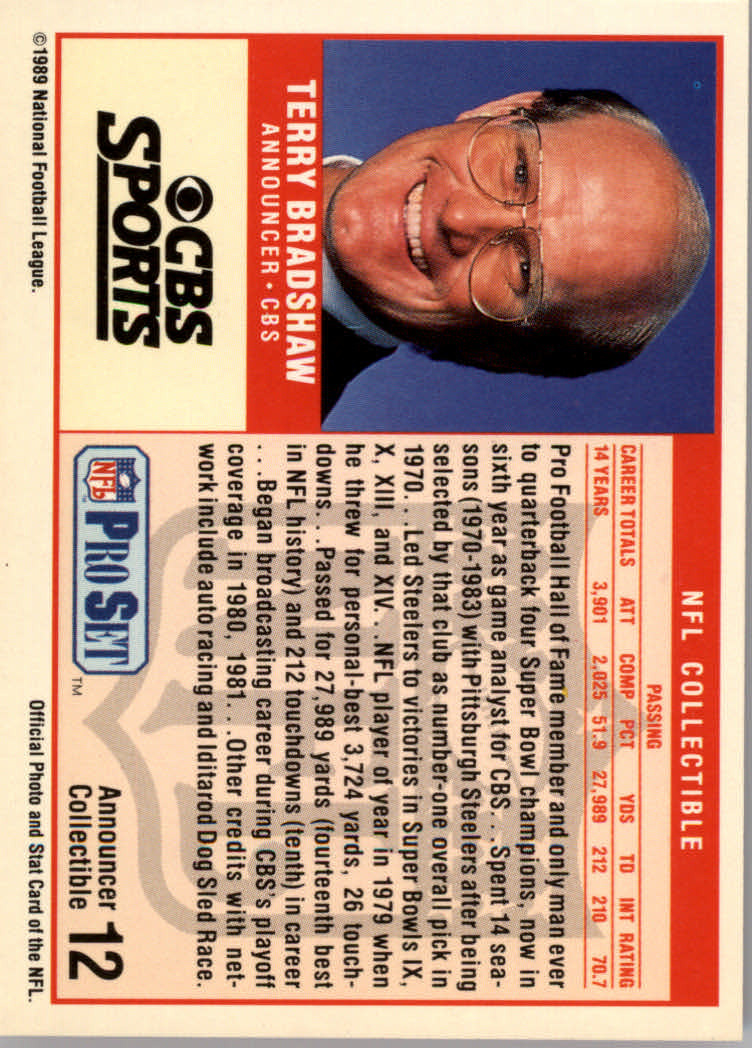 1989 Pro Set Football "Announcers" Insert Cards - Bild 25 von 49