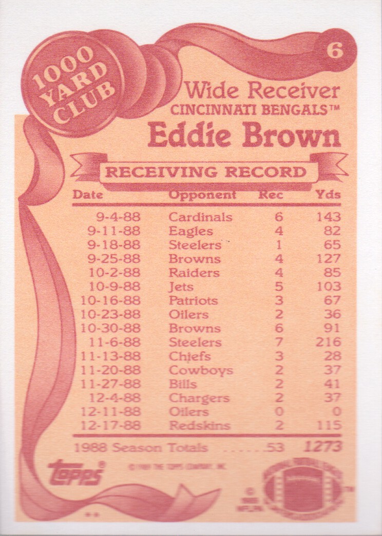 1989 Score #134 Eddie Brown - NM-MT - GamesandCards.com