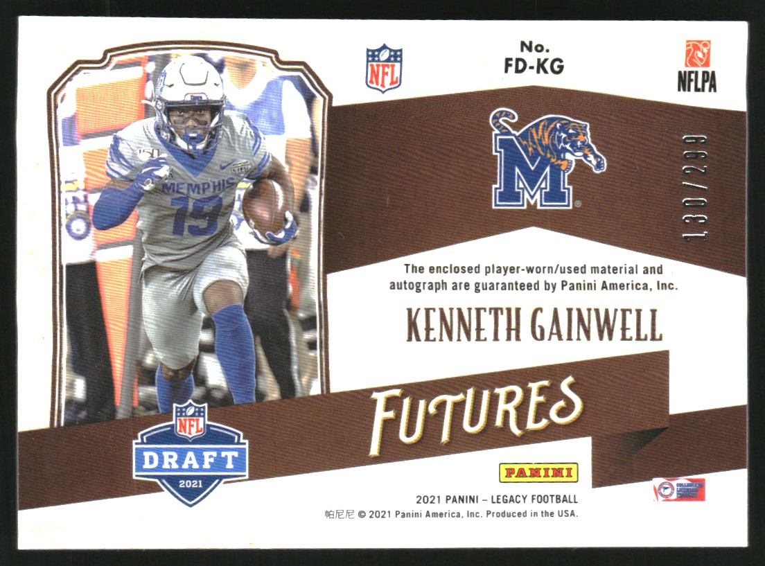 2021 Panini Legacy Futures Dual Patch Autographs #28 Kenneth Gainwell/299