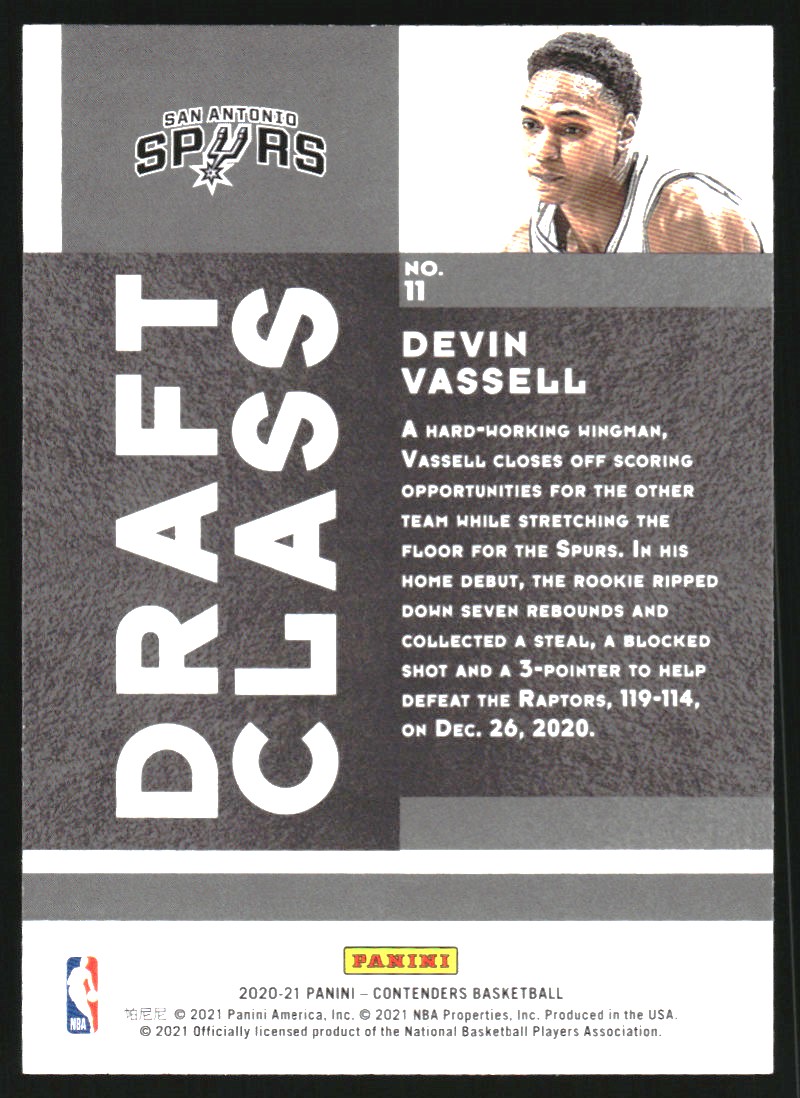 2020-21 Panini Contenders '20 Draft Class Contenders Red #11 Devin Vassell