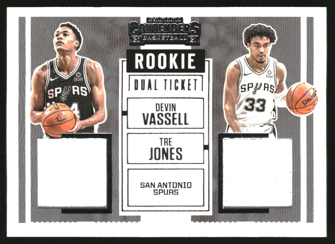 2020-21 Panini Contenders Rookie Ticket Dual Swatches #10 Devin Vassell/Tre Jones