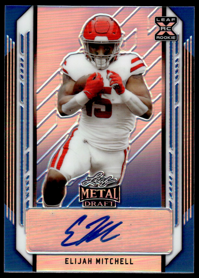 2021 Leaf Metal Draft Blue #BAEM1 Elijah Mitchell back image