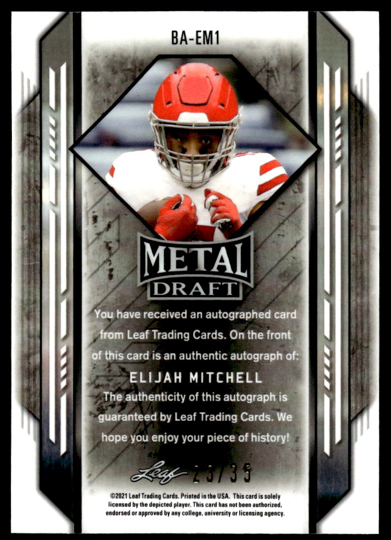 2021 Leaf Metal Draft Blue #BAEM1 Elijah Mitchell