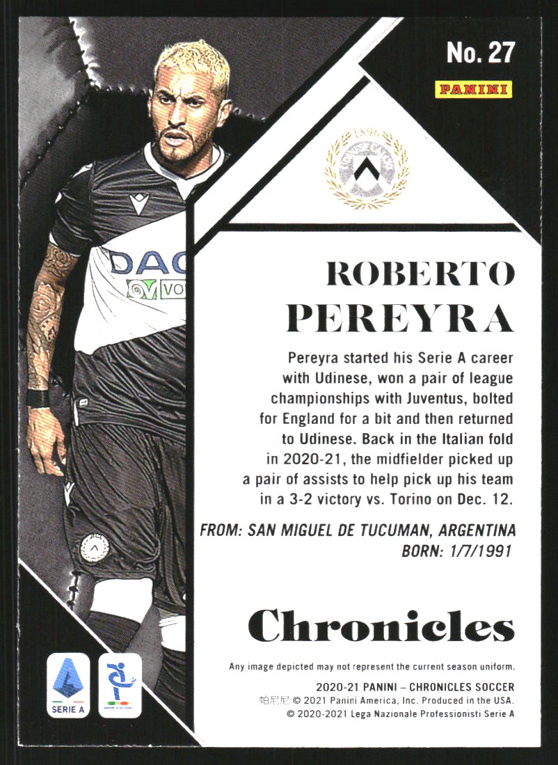 2020-21 Panini Chronicles Serie A Silver #27 Roberto Pereyra