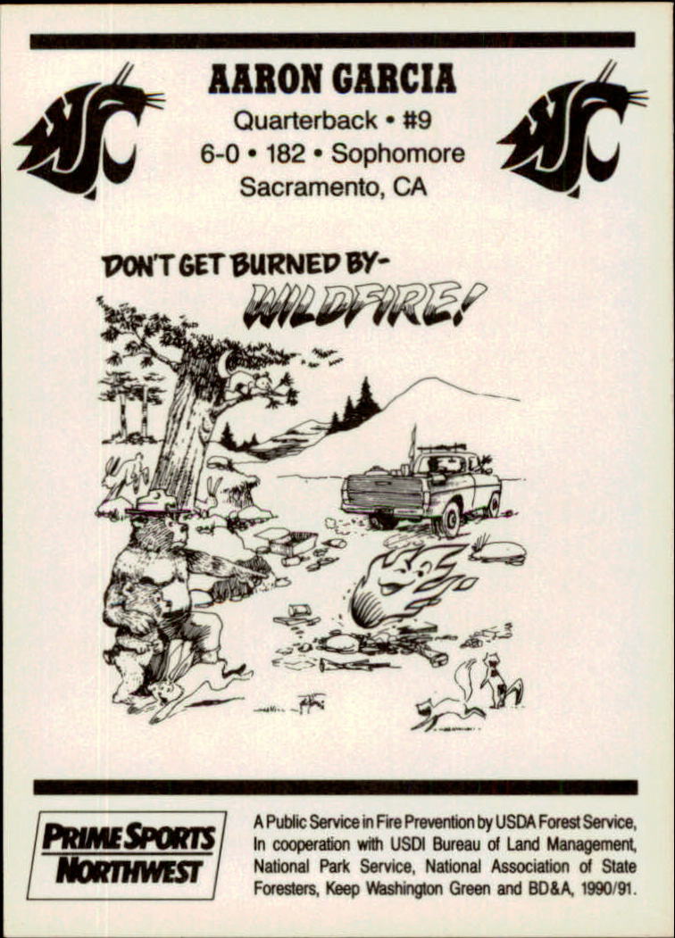 1990 Washington State Smokey #7 Aaron Garcia 9 back image