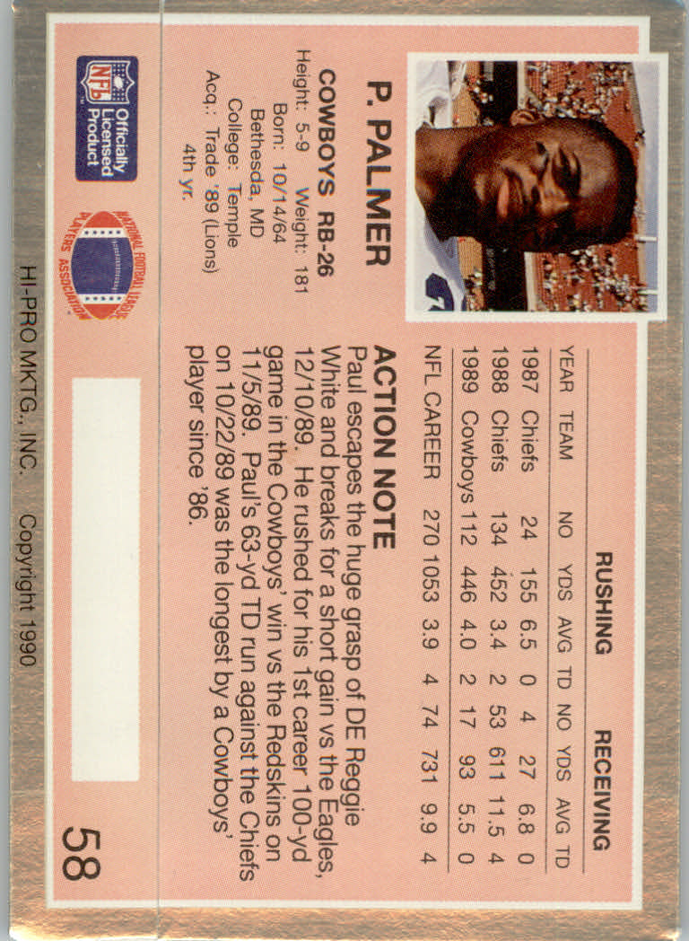 1990 Action Packed Football "Main Set" Base Cards #1 to #140 - Picture 107 of 263